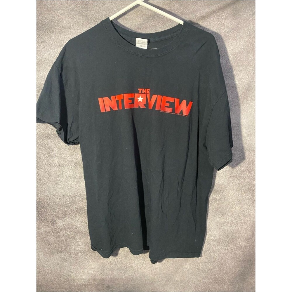 Vintage The Interview Movie Promo T-Shirt XL Black Gildan Heavy Cotton Seth Roge